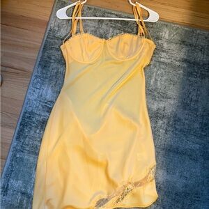 Meshki Yellow Lace Trim Chemise